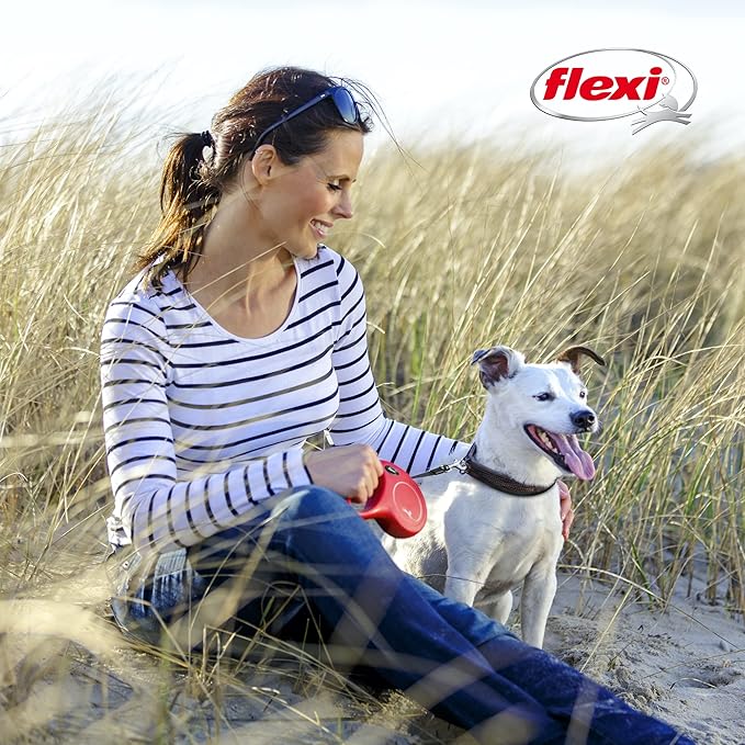 FLEXI New Classic Tape Retractable Dog Leash for Large Dogs Upto 110 lbs. – 26 ft., Black | Tangle Free Pet Walking Leash with One-Handed Brake, Pause, Lock|German Quality Product