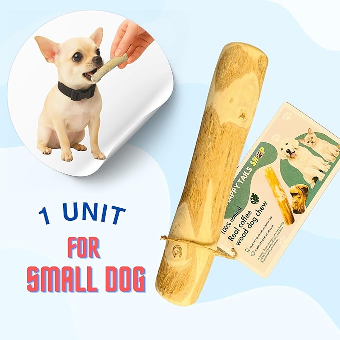 Coffee Wood Dog Chew Stick Toy for Dog, Made from Real Coffee Wood, Sticks for Pets, Safe Dental Cleaning Chews, Pets Health, Teeth Cleaning and Relieve Stress (Small)