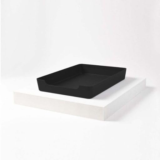 Doggy Bathroom Potty Tray and Training Pad Holder with Protective Walls (Black, Mini)