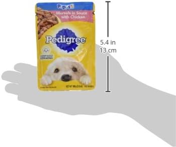 Pedigree Puppy Food Morsels in Sauce, Wet Dog Food Pouches, Chicken Flavor, 3.5 oz. Pouches, 16 Count