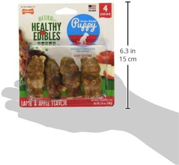 Nylabone Healthy Edibles Natural Puppy Chews Long Lasting Treats for Puppies, Lamb & Apple Flavor, Small/Regular (4 Count) (Pack of 2)