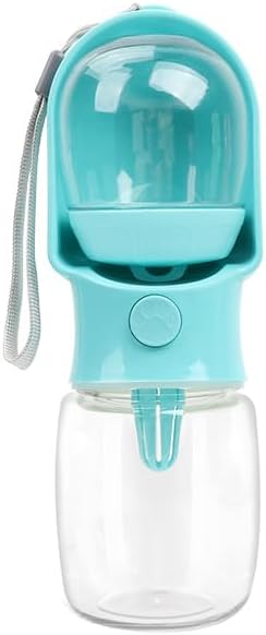 2-in-1 Dog Water Bottle with Food Container - 10oz Leak-Proof Travel Water Dispenser, Travel Water Bowl for Cats, Dogs, and Puppies - Essential for Walks, Hikes, and Travel (Blue)