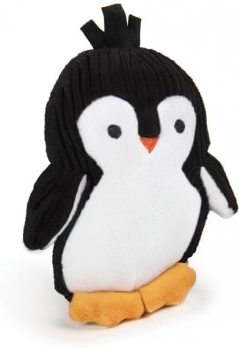 TrustyPup Strong 'N Silent Penguin Silent Squeak Plush Dog Toy, Chew Guard Technology - Black/White, Medium