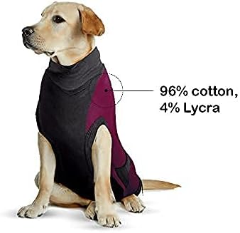 MAXX Dog Recovery Suit – Breathable, Cozy Post-Surgery Suit for Wounds – E-Collar, Cone Alternative (Ruby Red Grey, S+)
