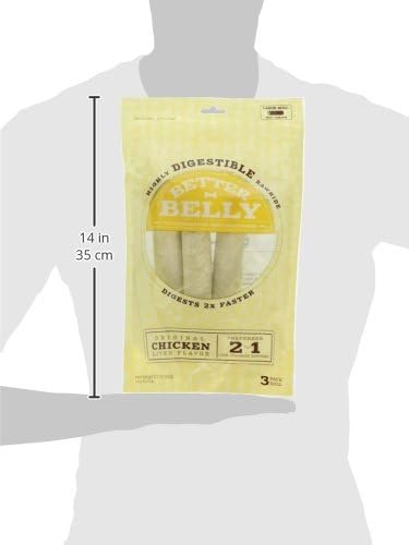 Better Belly Highly Digestible Rawhide Large Roll Chews, 3 Count (Pack of 4)