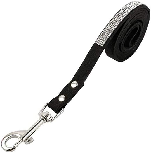 Bling Rhinestone Dog Leash - 4 ft Long & 5/8" Wide - Dog Leash for Medium Small Dogs/Cats Training Walking and Running,Black