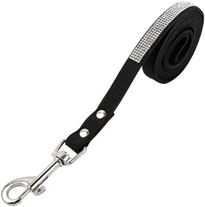 Bling Rhinestone Dog Leash - 4 ft Long & 5/8" Wide - Dog Leash for Medium Small Dogs/Cats Training Walking and Running,Black