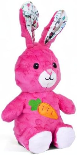 DODODOLA Stuffed Dog Toys Durable Plush Dog Toy with Crinkle Paper Cute Elephant Squeaky Dog Toys Dog Chew Toys for Medium Large Breed (Pink Rabbit)