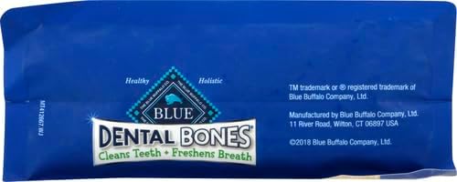 Blue Buffalo Dental Bones Mini Natural Dental Chew Dog Treats Bag,12oz. Bag,(Pack of 2)