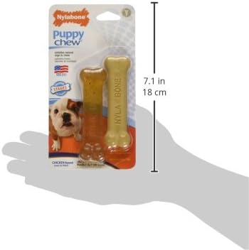 Nylabone New Puppy Starter Kit, Puppy Teething Toys, Chew Bones for Puppies, Peanut Butter & Chicken Flavor, X-Small Dogs - Up to 15 lbs., 2 Pack