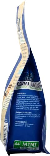 Blue Buffalo Dental Bones Mini Natural Dental Chew Dog Treats Bag,12oz. Bag,(Pack of 2)