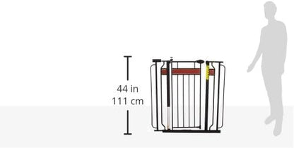 Regalo Safety 37" Extra Tall Baby Gate for Doorways & Bottom of Stairs, Wood Accent Pressure Mounted Gate with Door for Babies, Toddlers & Pets, Tested & Safe for 30 Years, American Designed and Owned