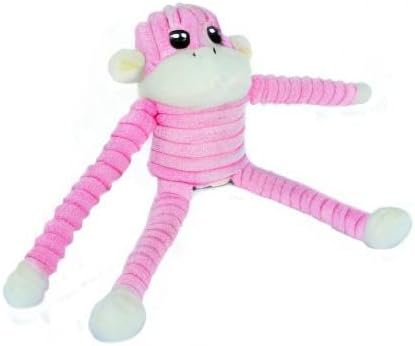 ZippyPaws Crinkle Monkey - Interactive Dog Toys to Keep Them Busy, Squeaky Plush Pet Toy for All Breeds, Cute Gift for Small and Medium Dogs, Contains 1 Round Squeaker - Small, Pink