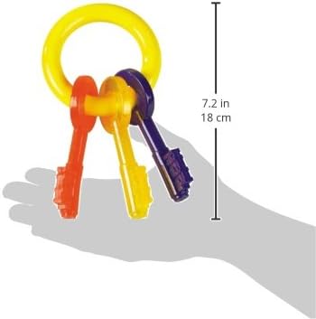 Nylabone Puppy Chew Key Ring Toy, Toys for Teething Puppies, Multi Color, Bacon Flavor, Small - Up to 25 lbs, 1 Count