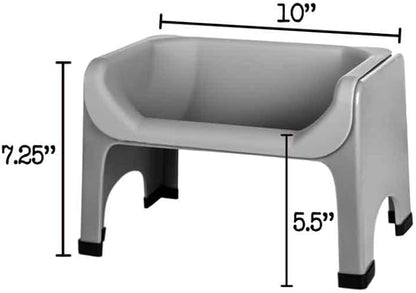 Fluff Trough Elevated Dog Bowl for Food | 5inch Tall Cat & Dog Feeding Station | Vet Approved Non-Toxic Silicone Feeder Bowl Insert | Raised Bowl for Medium and Small Dog/Pet with Flat Face (Gray)