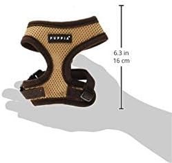 Puppia Soft Dog Harness No Choke Over-The-Head Triple Layered Breathable Mesh Adjustable Chest Belt and Quick-Release Buckle, Beige, X-Small