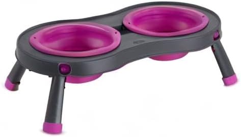 Dexas Pets Double Elevated Pet Feeder, Fuchsia, Small/1 Cup Capacity Bowls (PW1004322405)