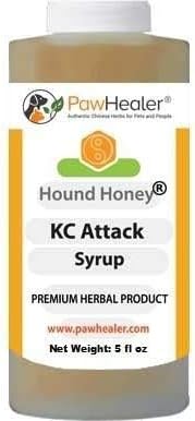 KC Attack Syrup: Hound Honey® - (5 fl oz) Natural Herbal Remedy for Symptoms of Gagging/Hacking Cough After Exposure to Other Dogs - Tastes Good for Picky Eaters - Easy to Administer