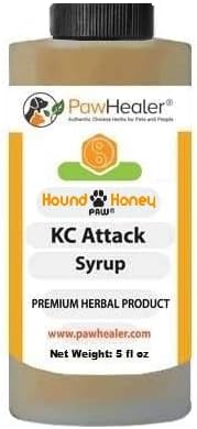 KC Attack Syrup: Hound Honey® - (5 fl oz) Natural Herbal Remedy for Symptoms of Gagging/Hacking Cough After Exposure to Other Dogs - Tastes Good for Picky Eaters - Easy to Administer