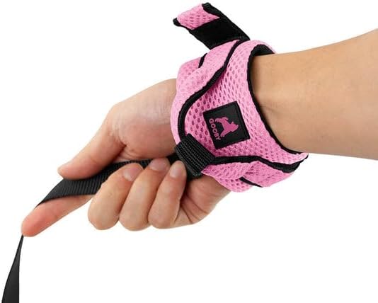 Gooby Soft Mesh Wrist Band Surfer Leash - Pink, 6 FT - Comfortable Hands Free Leash with Elastic Band for Small, Medium and Large Dogs