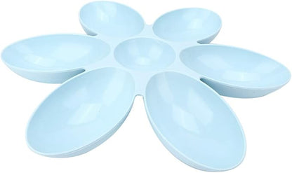 Cat Water Bowl Multiple Case Food Feeder Water Feeding Bowl Six Petals Plastic Feeder Puppy Food Feeder Dispenser Bowl for Cats Dogs(blue)
