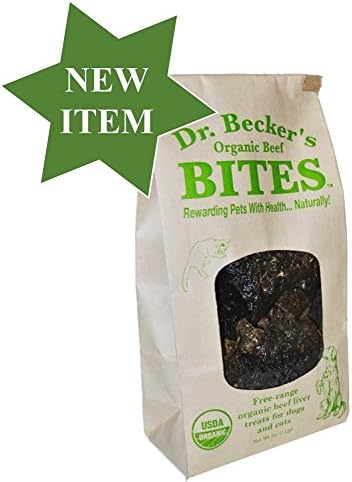 Dr. Becker's Organic Beef Bites | 100% Pure Meat Protein | Grain Free Liver Training Treats for Dogs & Cats, 5 oz