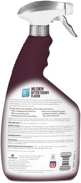 Petcare Bitter Cherry Dog Chew Deterrent, Discourages Licking and Chewing, 32 Ounces - 1 Pack, Can Be Used On Any Washable Surface, Indoor and Outdoor.