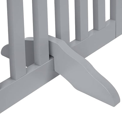 Unipaws Indoor 3 Panels Classic Freestanding Wooden Foldable Pet Gate with Support Feet - Grey, 20" W x 24" H