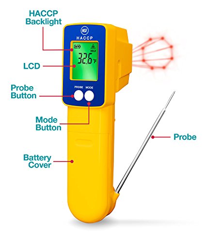 DeltaTrak 15039 Fast Accurate HACCP Infrared Thermocouple Probe Combo Thermometer Internal External Temperature