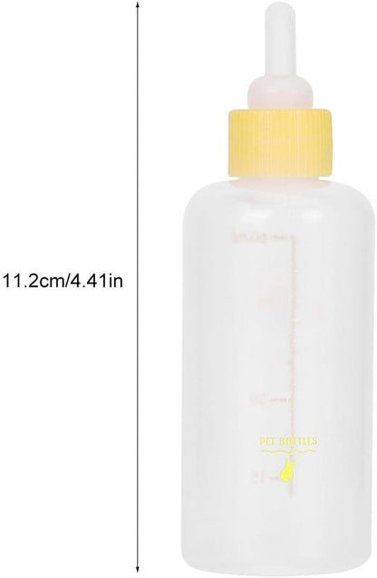 6PCS/ Set Pet Puppy Kitten Feeding Bottle Small Dog Cat Milk Nursing Care Kit Liquid Feeding Supplies 60ml with Replacement Nipples kitten bottle feeding kit (Yellow)