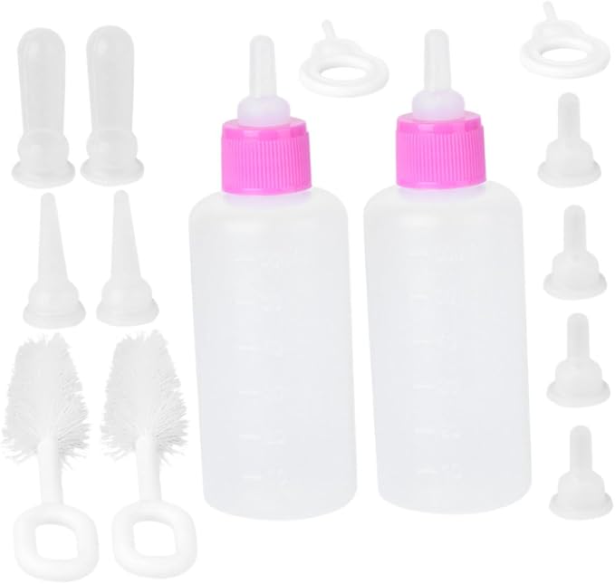 LIOOBO 60ml Pet Feeding Bottles 2 Sets Cat Milk Bottles Puppy Milk Feeder Pp Silicone Pet Supplies