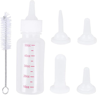 BESPORTBLE 4 Pack Pet Nursing Bottles for Small Animals 50ml Dog Cat Feeding Bottles 3 Sizes Nipples Cleaning Brush Kitten Milk Feeder