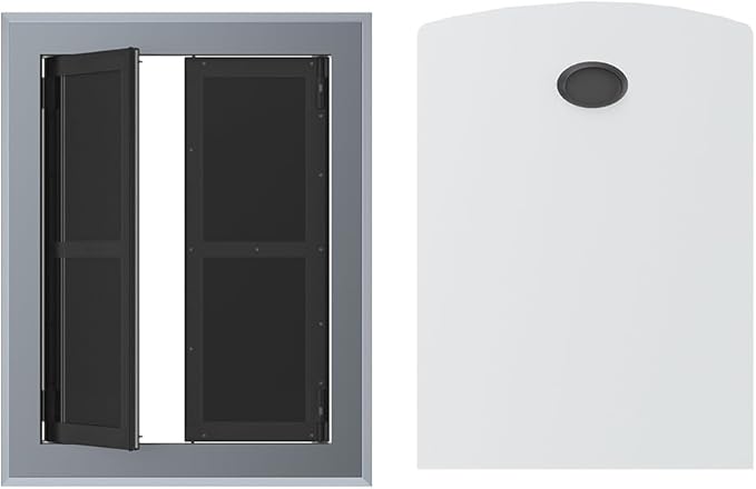 Aluminum French Large Dog Door,Strong Double Magnetic Flaps,with Aluminum Telescoping Tunnel Heavy-Duty Do g Door for X-Large and L arge Dog Up to 200LBS(Gray, X-Large)