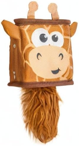 Outward Hound Fire Biterz Cubez Brown Giraffe Squeaky Ballistic Firehose Dog Toy, Small