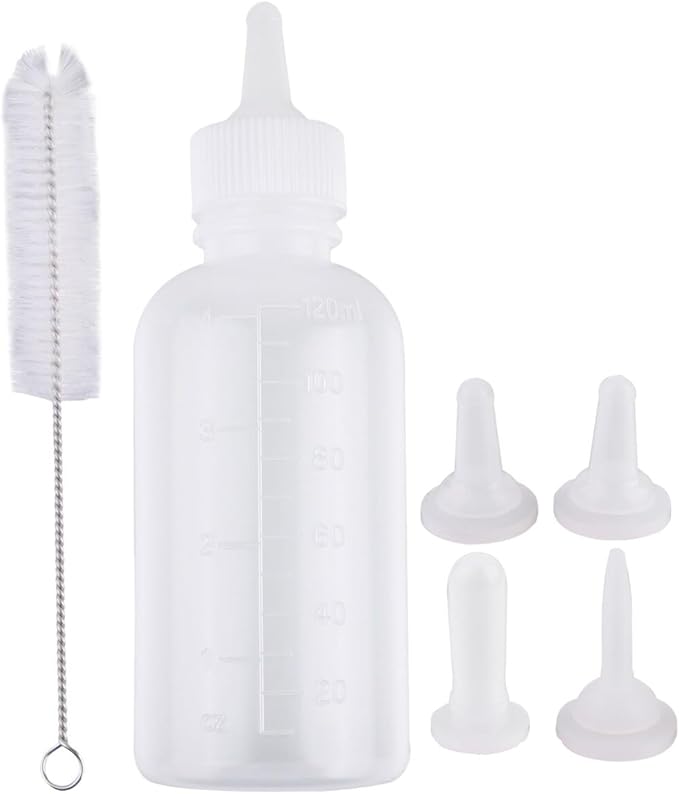 FAVOMOTO 6pcs Pet Nursing Bottles Silicone Milk Feeders with Cleaning Brush for Small Dogs Cats Puppies Kitten Newborns Portable Pet Feeding Supplies