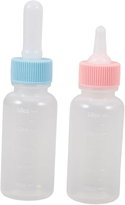 POPETPOP 2pcs Newborn Kitten and Puppy Feeding Bottles Small Animal Milk Bottles Replacement Nipples for Nursing Construction for Safe Pet Feeding