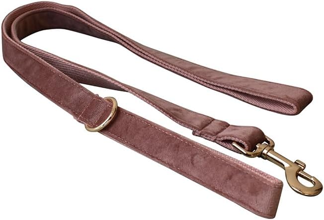 Love Dream Velvet Dog Collar and Leash Set, Soft & Comfy Adjustable Dog Leash and Collar with Heavy Duty Metal Buckle for Small Medium Large Dogs Training & Walking (Medium, Dark Pink)