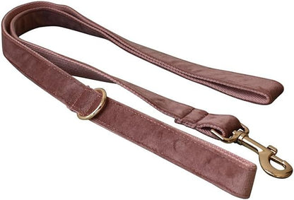 Love Dream Velvet Dog Collar and Leash Set, Soft & Comfy Adjustable Dog Leash and Collar with Heavy Duty Metal Buckle for Small Medium Large Dogs Training & Walking (Large, Dark Pink)