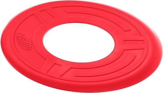 Nerf Dog Atomic Flyer Outdoor Dog Toy, 10 Inch Flying Disc Dog Fetch Toy, Rubber Dog Toy for Medium Dogs and Large Dogs, Red (Pack of 2)