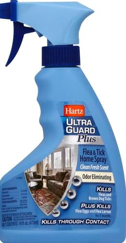 Hartz UltraGuard Plus Flea & Tick Home Spray, Kills Fleas and Ticks, Clean Fresh Scent, 16 Ounce (Pack of 2)