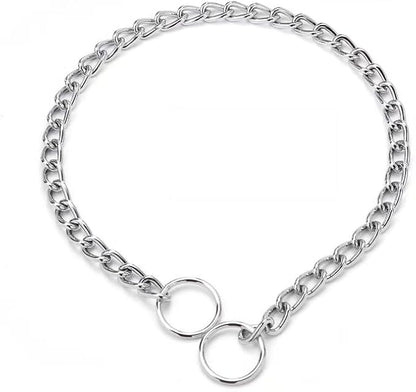 Choke Collar for Dogs,Metal Slip Link Training Heavy Duty Martingale Puppy Collars for XXS XS Small Medium Large Big XL Breed Dogs, Silver XXS