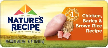 Nature′s Recipe Chicken, Barley & Brown Rice Recipe Dry Dog Food, 4 lb. Bag (Pack of 2)