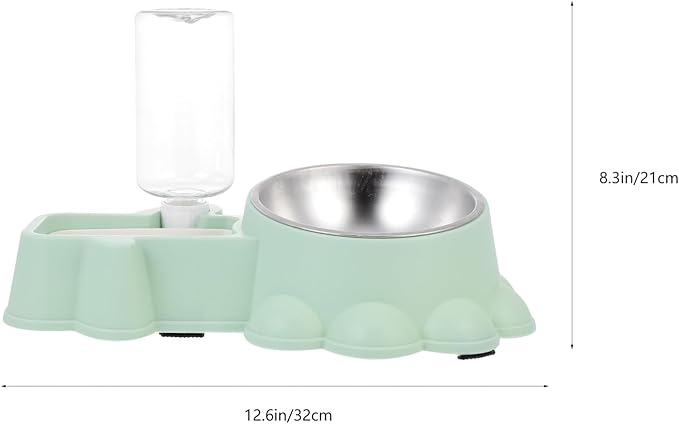 GALPADA Automatic Stainless Steel Dog Bowl with Water Container and Food Dispenser, Wear-Resistant Pet Feeder for Puppies and Dogs, Green, Suitable for Home Use