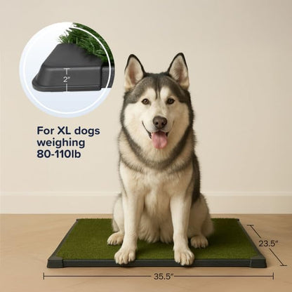 Dog Grass Pad with Tray - 35.5x23.5in Reusable Pee Pads for Dogs - 4-Layer Indoor/Outdoor Artificial Grass Pee Pad - Dog Housebreaking Supplies for Puppy Training by PETMAKER