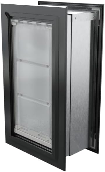 Endura Flap Pet Door for Walls in Black | Energy-Efficient Double Flap Design for Wall Installations | All-Weather Protection with All-Metal Telescoping Tunnel | Black, Medium, Double Flap