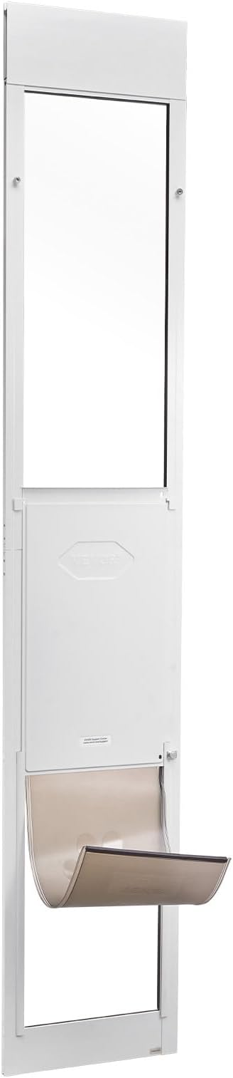 VEVOR Dog Door for Sliding Glass Door, 91 to 96 in Adjustable Height, Aluminum Alloy Frame with Metal Rotating Hinges, Lock Design, 13 5/8 x 23 5/8 in Flap, Sliding Glass Pet Door for Renters