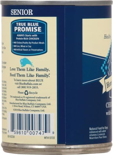 Blue Buffalo Homestyle Recipe Senior Wet Dog Food, Made with Natural Ingredients, Chicken Dinner with Garden Vegetables, 12.5-oz Cans (12 Count) (Pack of 2)