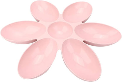 ZJchao Plastic Dog Bowl, Pet Six Petals Multiple Case Food Feeder Puppy Bowls Puppy Feeding Bowls Water Feeding Station for Cats Dogs General, 16.54x16.54inch (Pink)