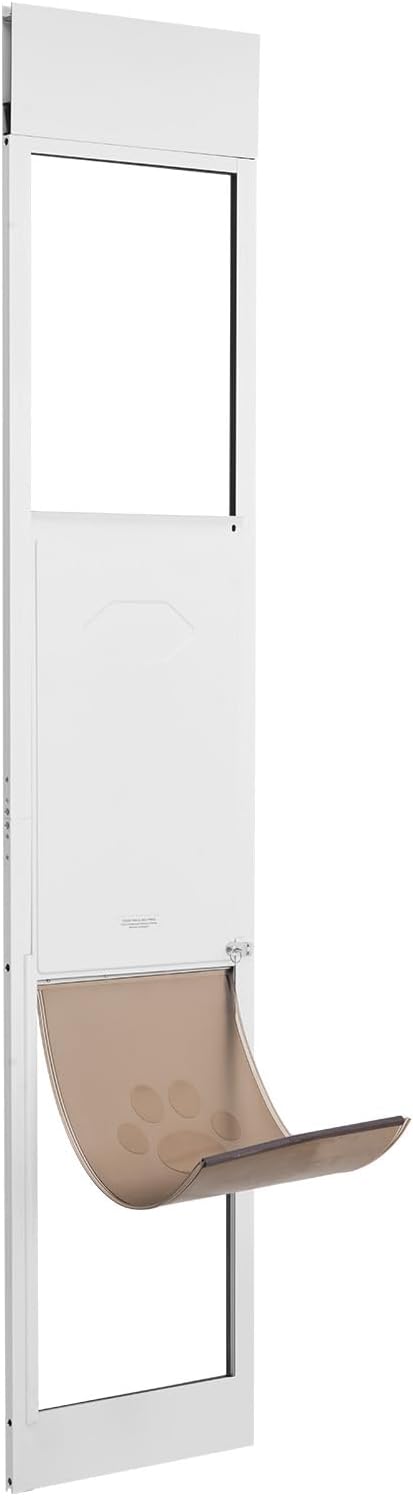 VEVOR Dog Door for Sliding Glass Door, 75 7/8"-80 11/16" Adjustable Height Doggy Door for Sliding Doors, Aluminum Frame Tempered Glass Pet Door with Hinge Structure Flap and Lock (X-Large)