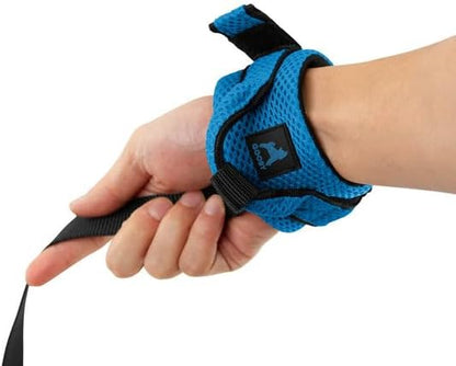 Gooby Soft Mesh Wrist Band Surfer Leash - Sea Blue, 6 FT - Comfortable Hands Free Leash with Elastic Band for Small, Medium and Large Dogs